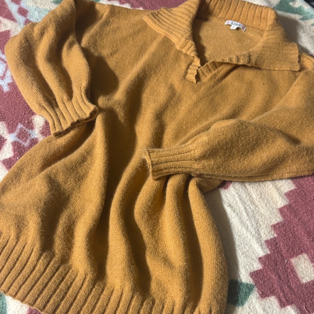 Lands' End Mustard V-Neck Sweater